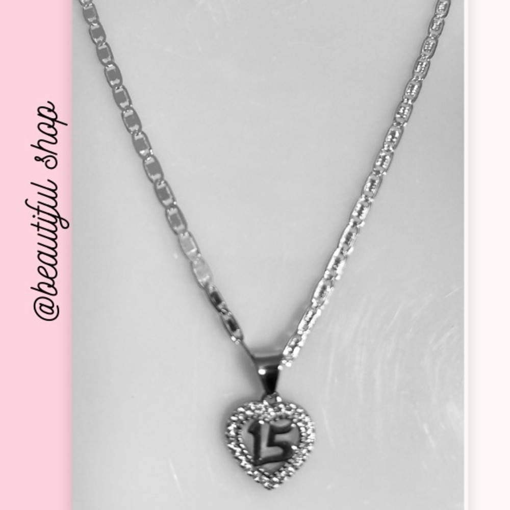 Silver Minimalist Necklace with Number Pendant